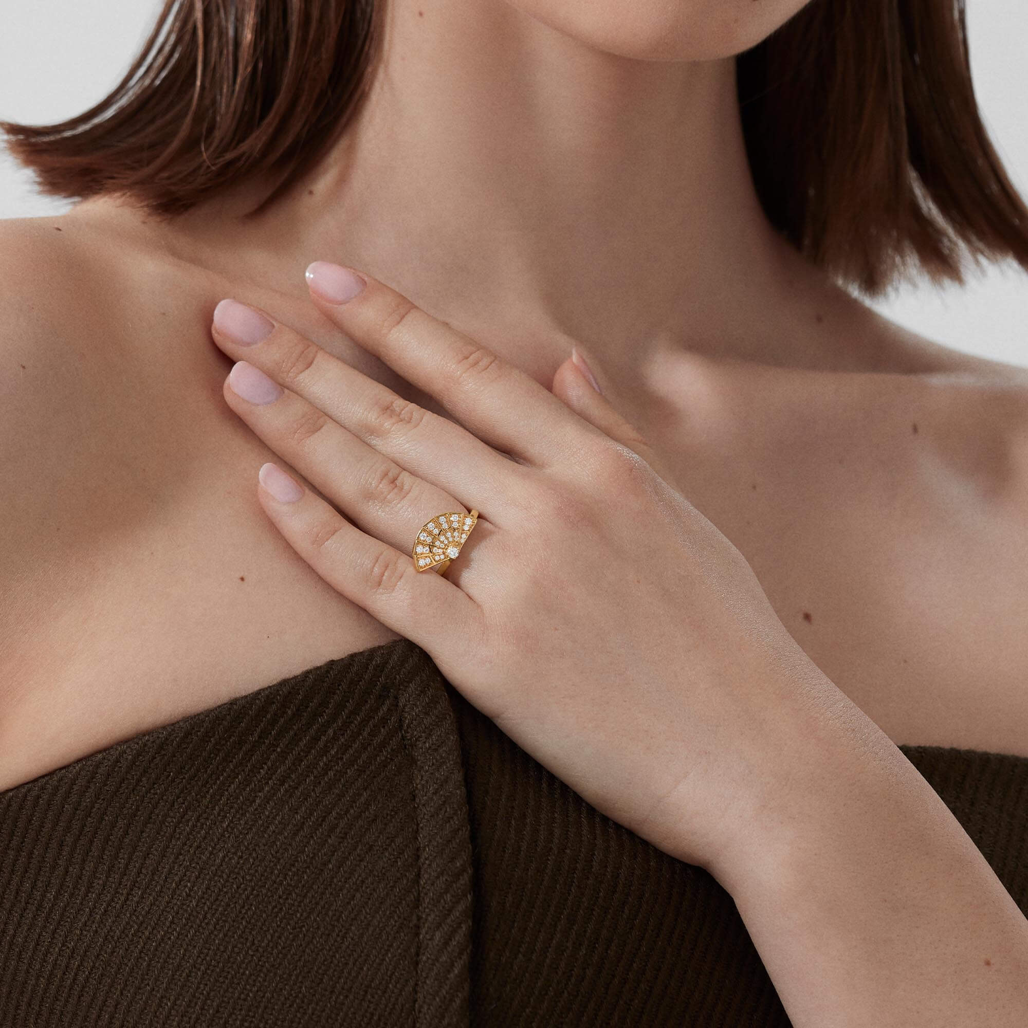 0013 Garrard Fanfare Symphony Mini Icons Diamond Ring In 18ct Yellow Gold 2018778 Model