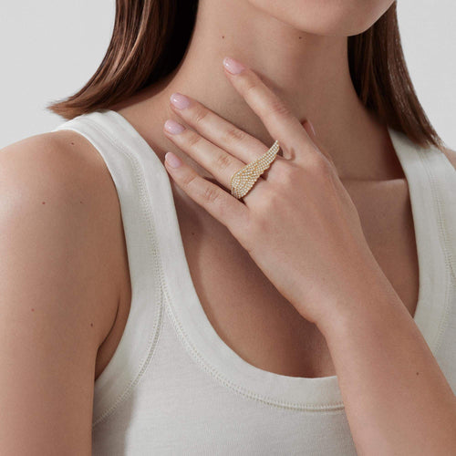 0021 Garrard Wings Classic Mini Icons Diamond Ring In 18ct Yellow Gold 2012086 Model