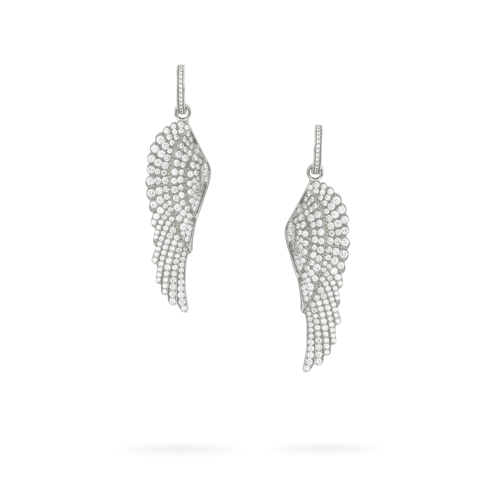 Wings Classic Large Hoop and Drop Diamond Earrings | In 18ct White Gold