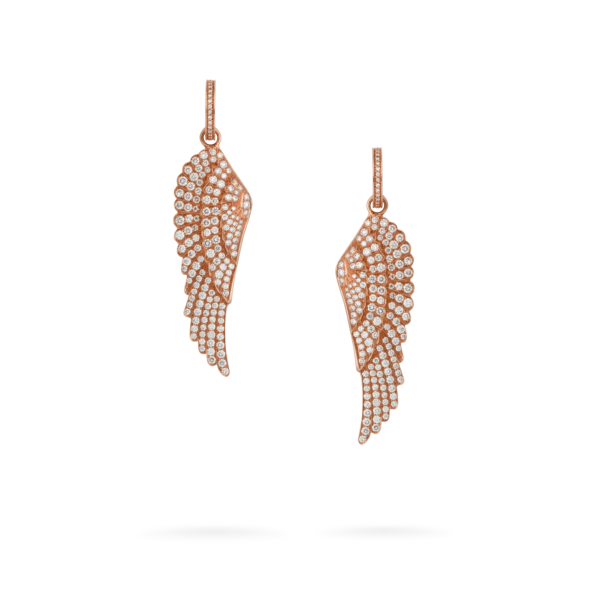 Wings Classic Large Hoop and Drop Diamond Earrings | In 18ct Rose Gold