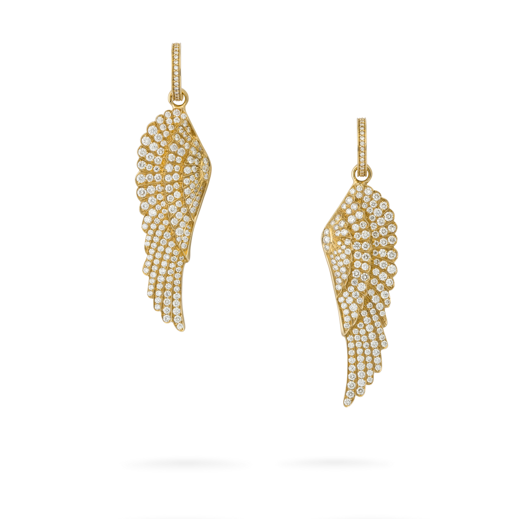 Wings Classic Hoop and Drop Diamond Earrings | In 18ct Yellow Gold