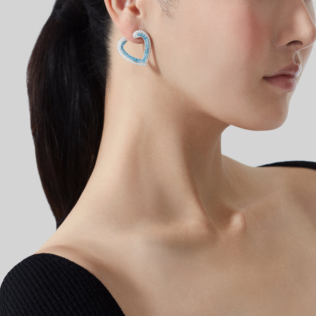 Aloria Calibré Cut Aquamarine Earrings | In 18ct White Gold with Diamonds