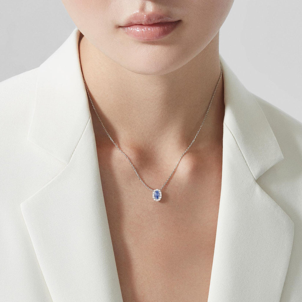 1735 Mini Icons Pale Sapphire Pendant | In Platinum with Diamonds