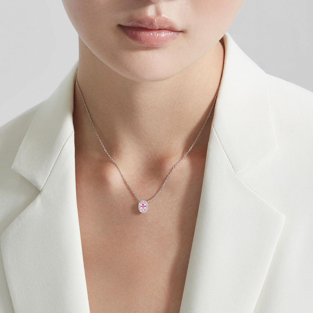 1735 Mini Icons Pink Sapphire Pendant | In Platinum with Diamonds