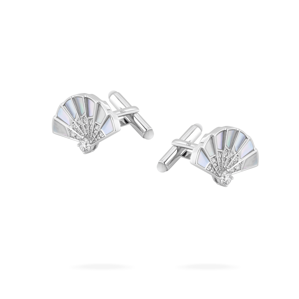 Fanfare Symphony Diamond and Mother of Pearl Cufflinks In 18ct White Gold 2017639