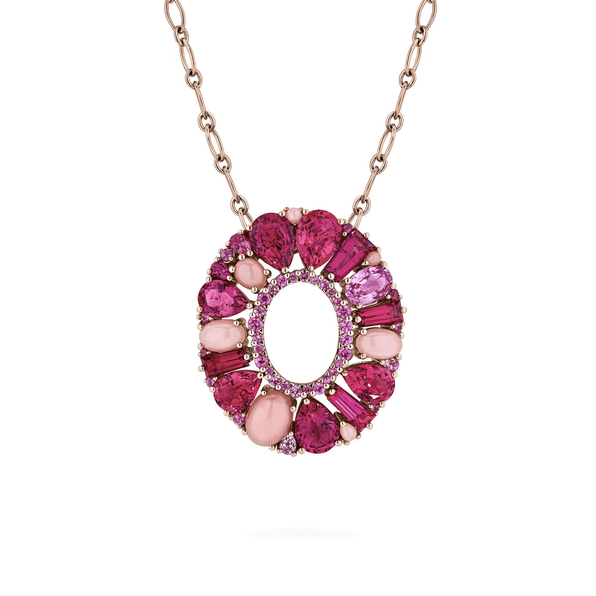 Garrard Blaze Collection 18ct rose gold pendant with pink sapphires, rubellites and pink opal 2017651