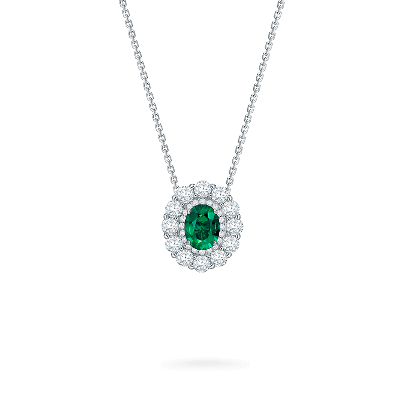 Garrard 1735 Double Cluster Emerald Pendant
