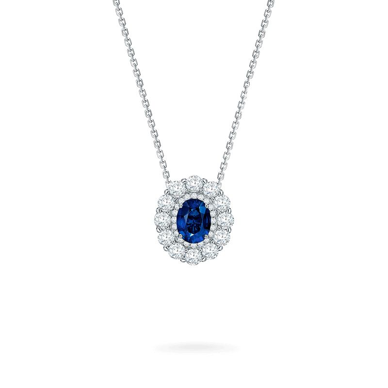 Garrard 1735 Double Cluster Sapphire Pendant