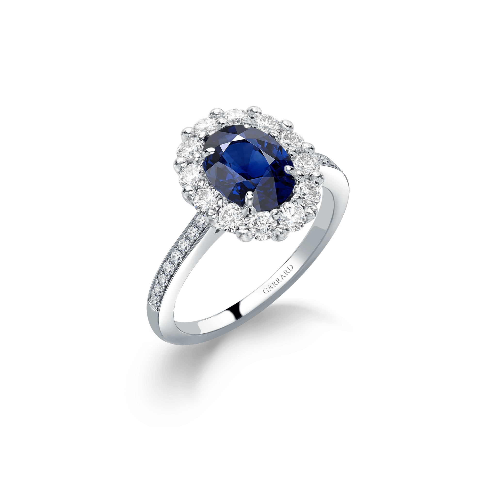 Garrard 1735 collection Sapphire Oval Ring in Platinum with Diamonds JR17PT03 Hero View