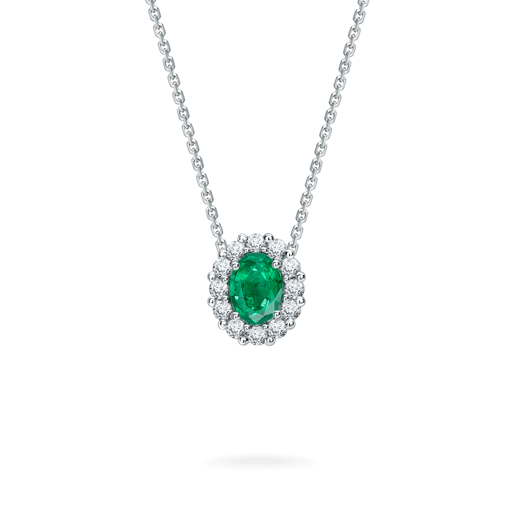 1735 Emerald Pendant | In Platinum with Diamonds