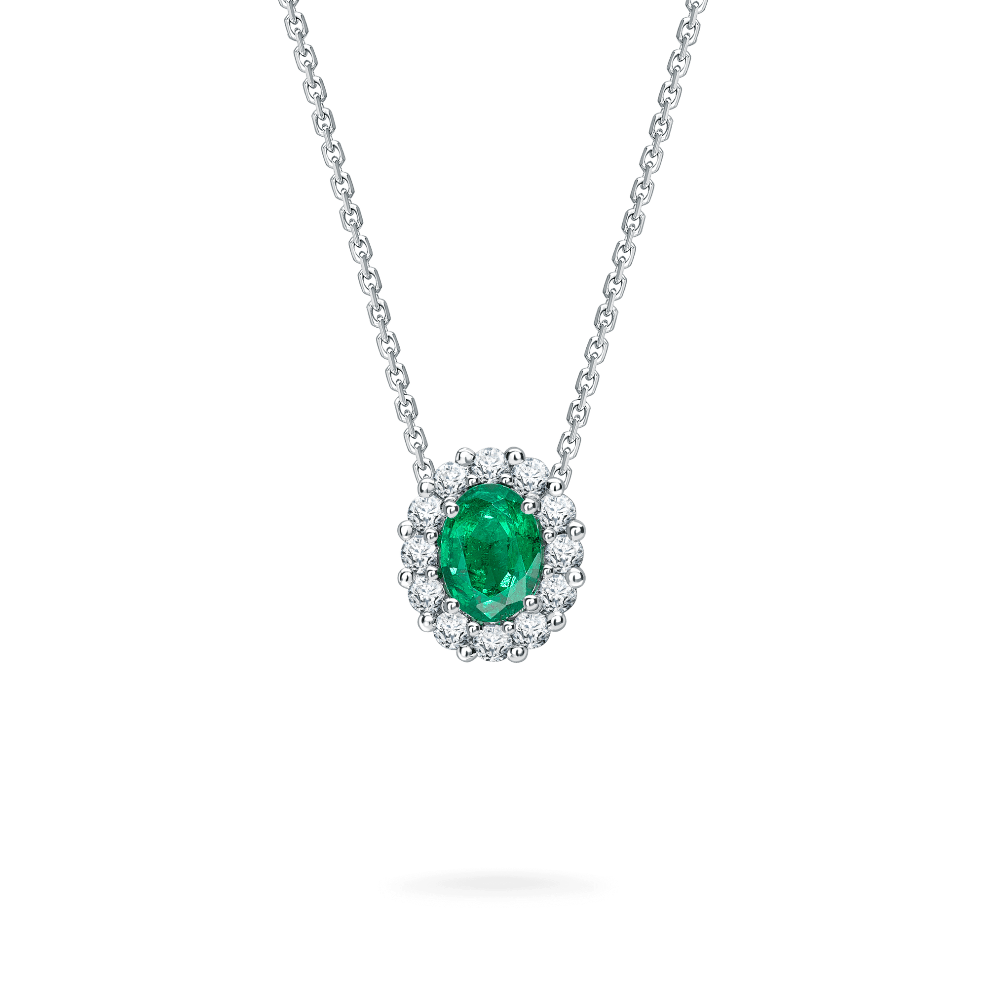 1735 Emerald Pendant | In Platinum with Diamonds