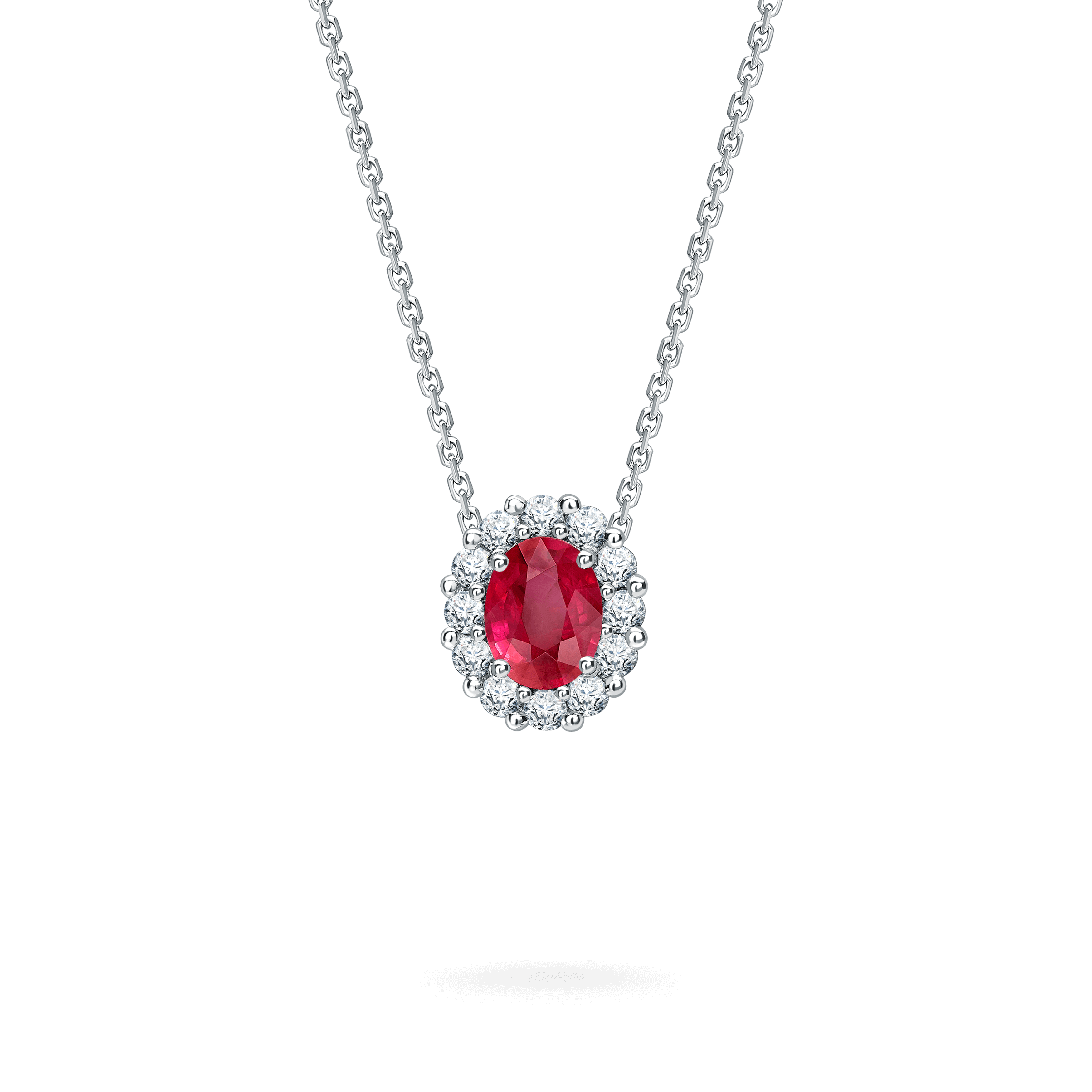 1735 Ruby Pendant | In Platinum with Diamonds