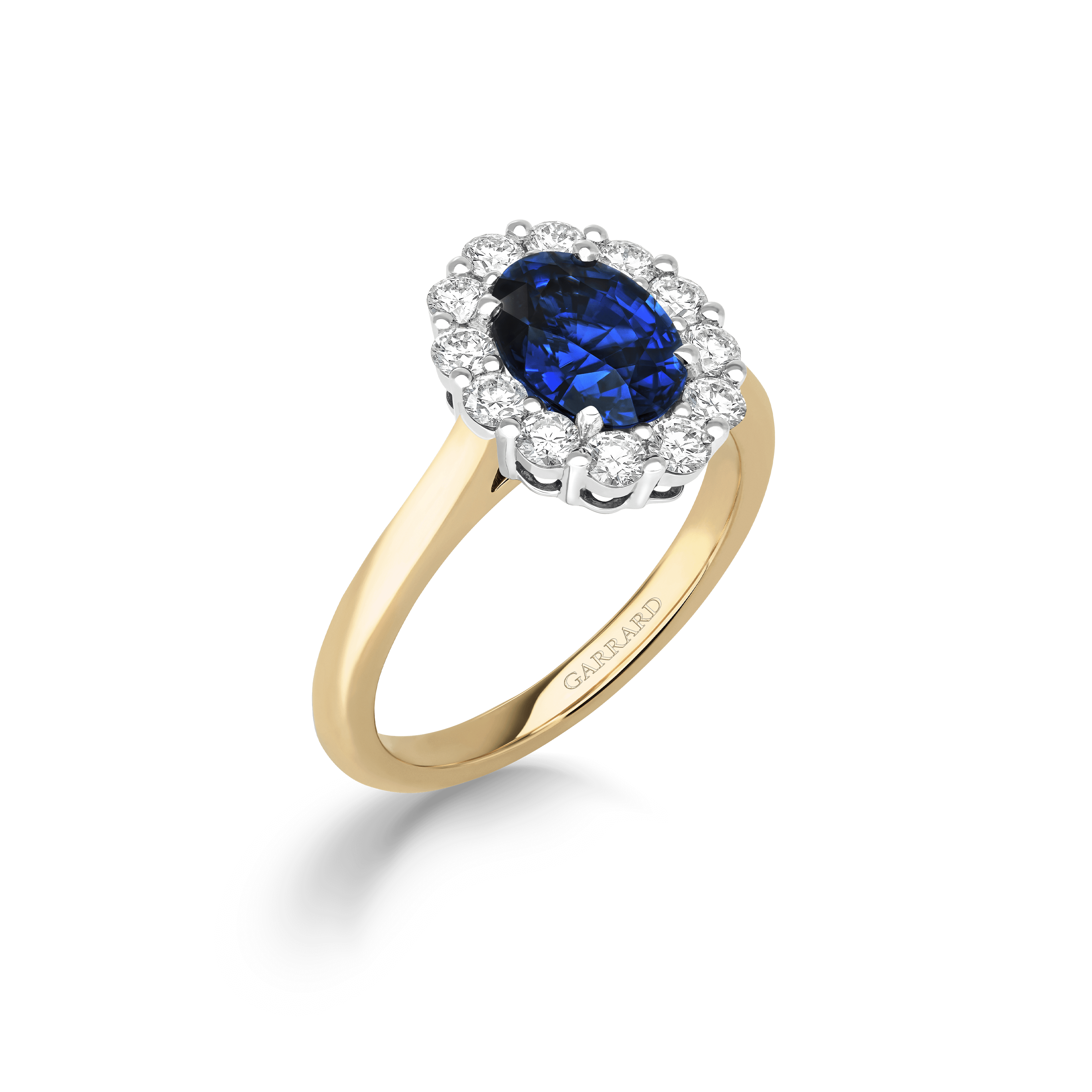 1735 Sapphire Ring | In Platinum and Yellow Gold with Diamonds