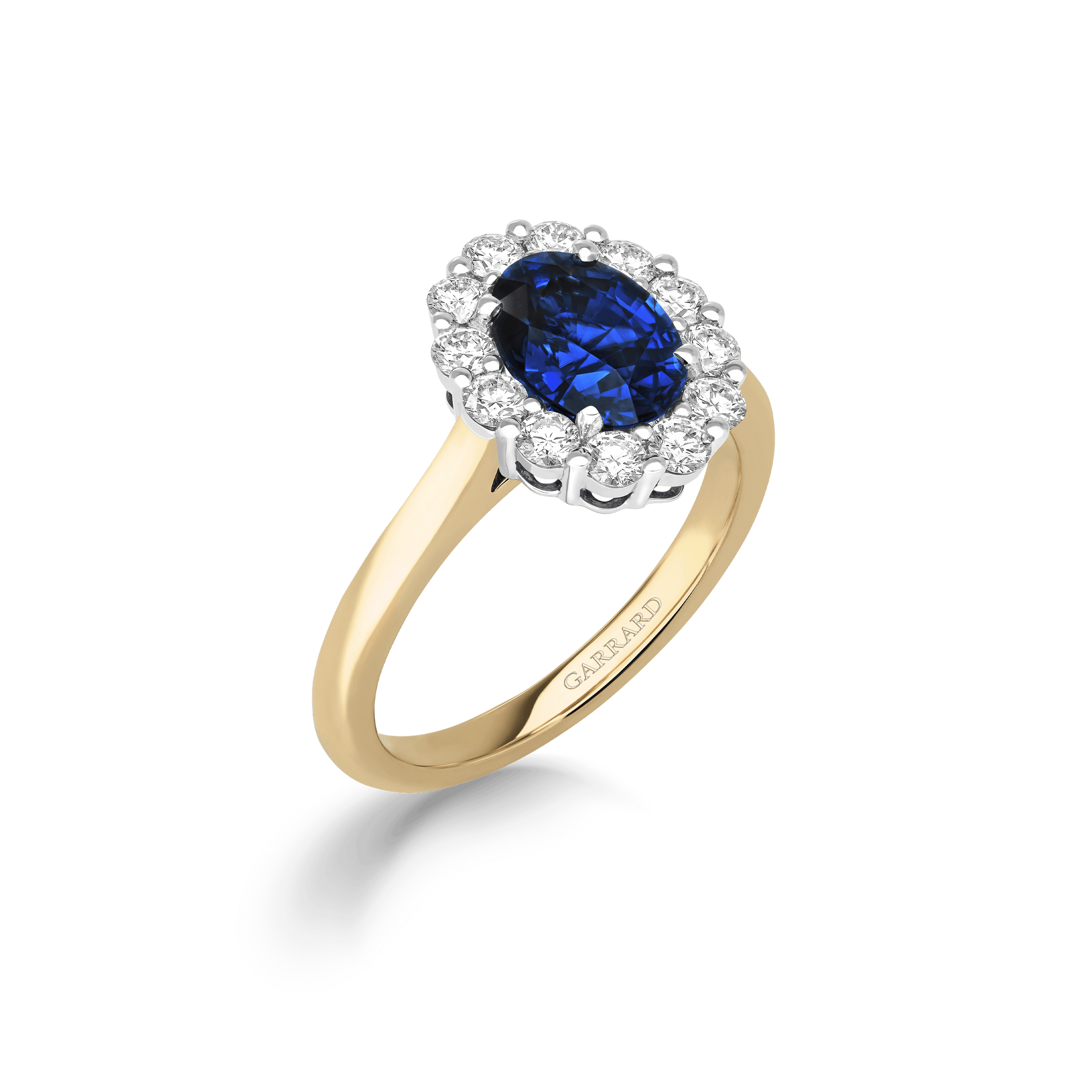 Garrard 1735 jewellery collection Sapphire Oval Ring in Platinum and yellow gold with Diamonds Hero
