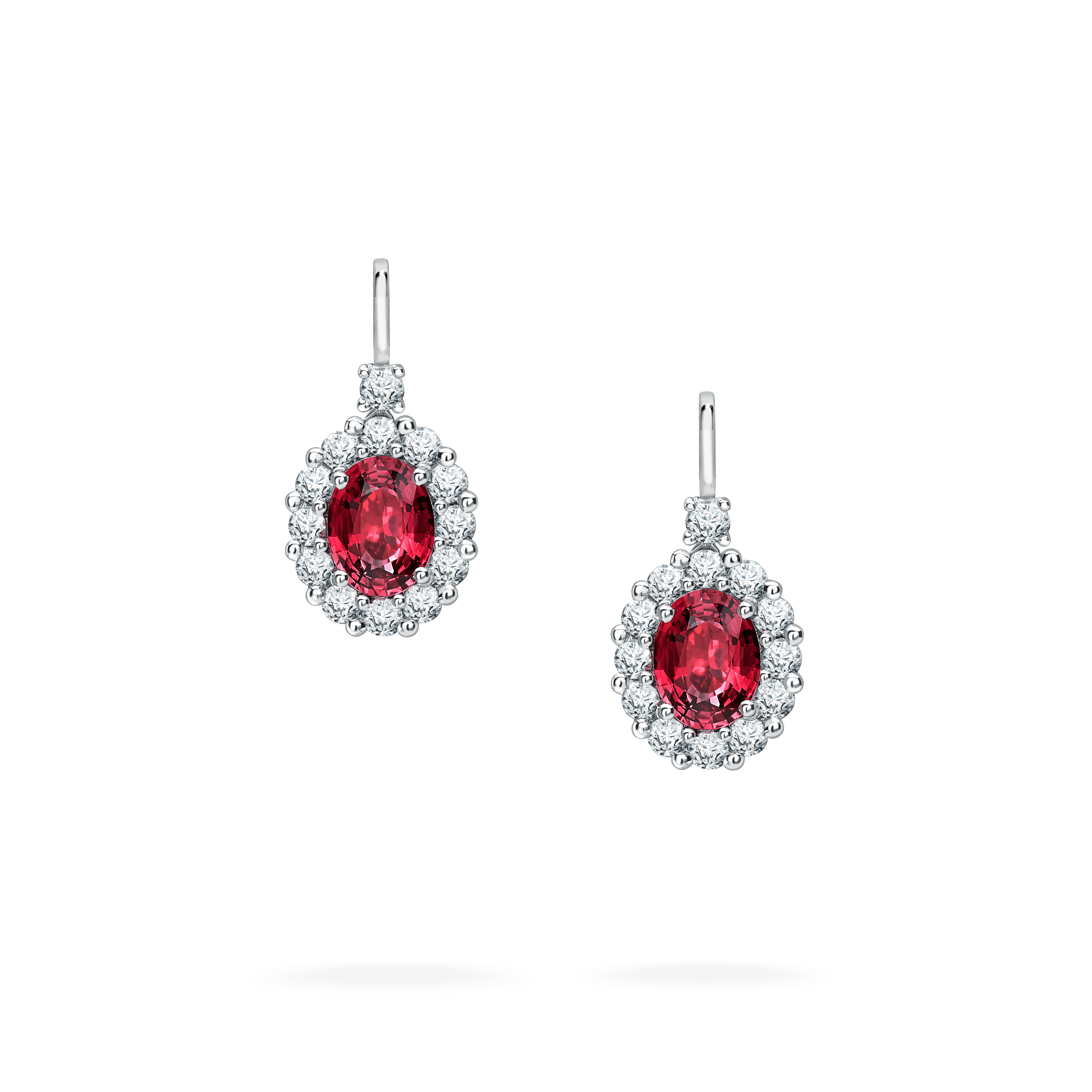 1735 Ruby Drop Earrings | In Platinum with Diamonds