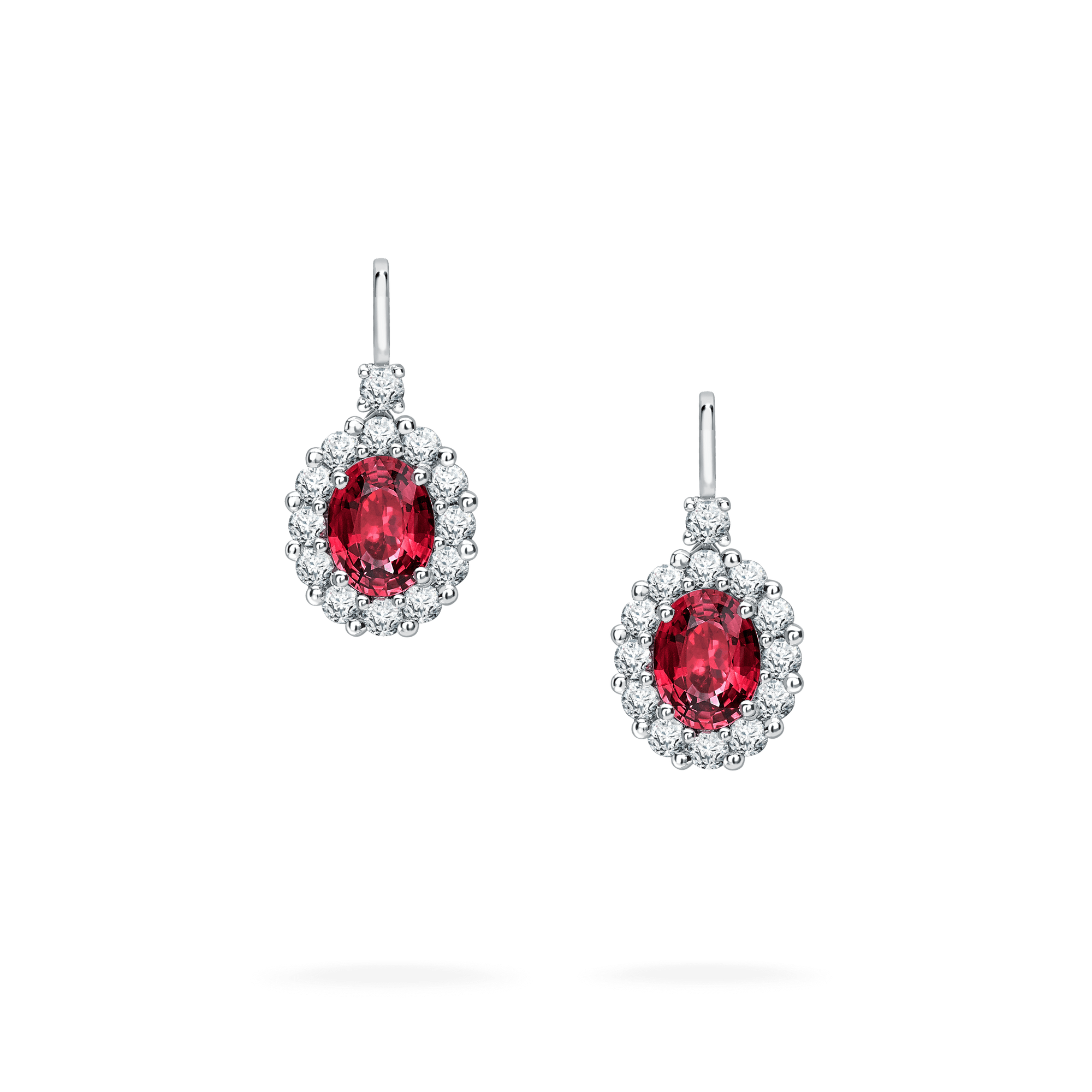 Garrard 1735 jewellery collection ruby drop earrings in Platinum with diamonds JE17PT10 Hero View