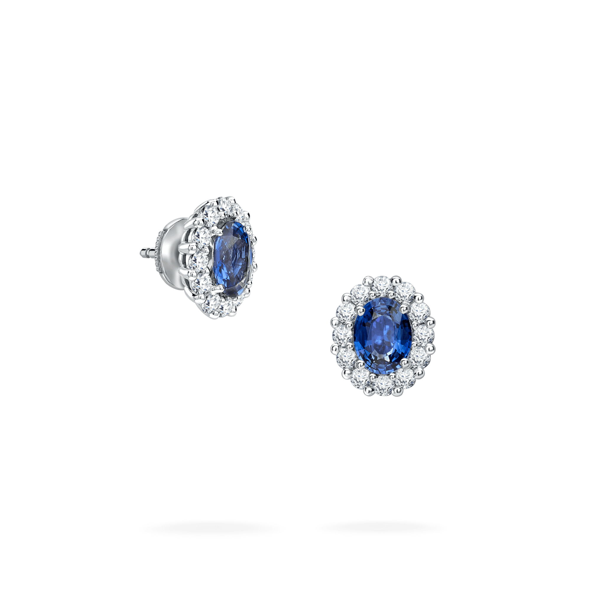 Garrard 1735 jewellery collection sapphire stud earrings in Platinum with Diamonds JE17PT12 Hero View