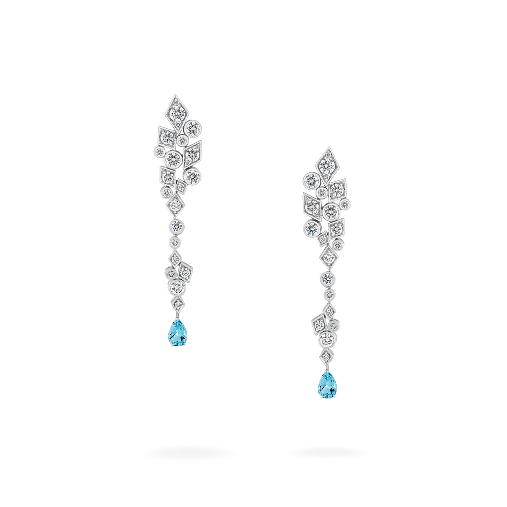Garrard Albemarle Abstract jewellery collection Transformable Diamond Earrings In 18ct White Gold Aquamarin drops 2017415 2017417 Hero view