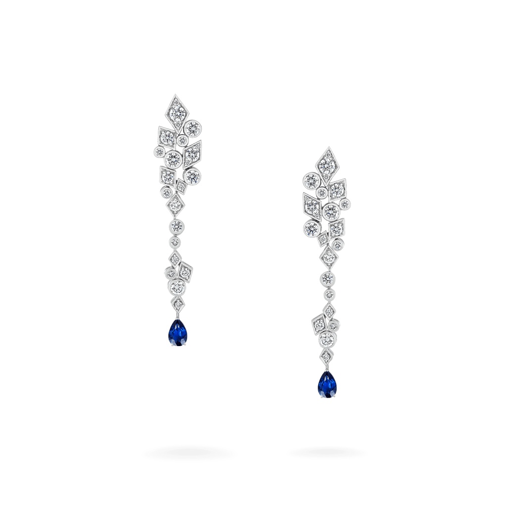 Garrard Albemarle Abstract jewellery collection Transformable Diamond Earrings In 18ct White Gold sapphire drops 2017415 2017498 Hero