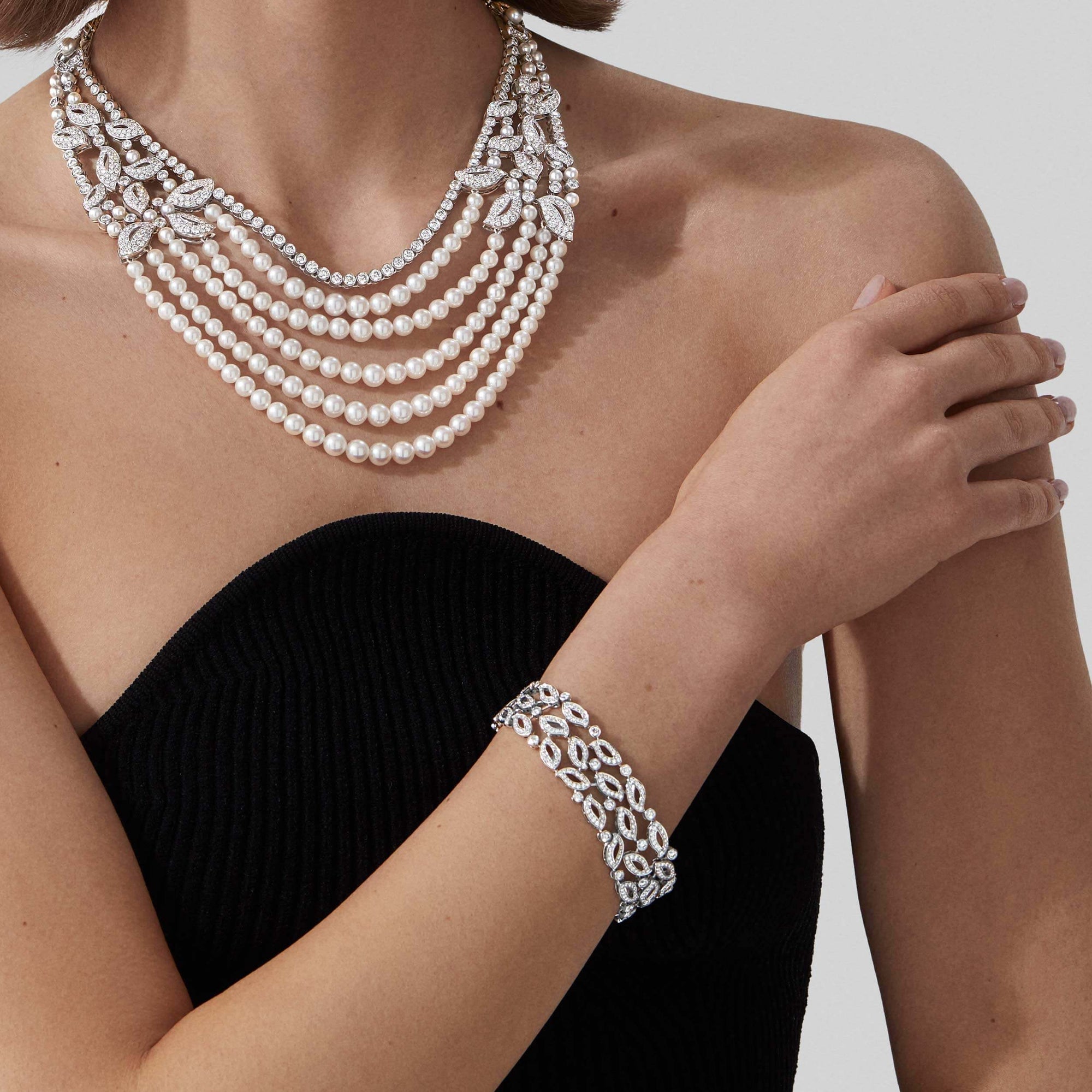 Garrard Albemarle High Jewellery Diamond Bracelet In 18ct White Gold 2017325 on model