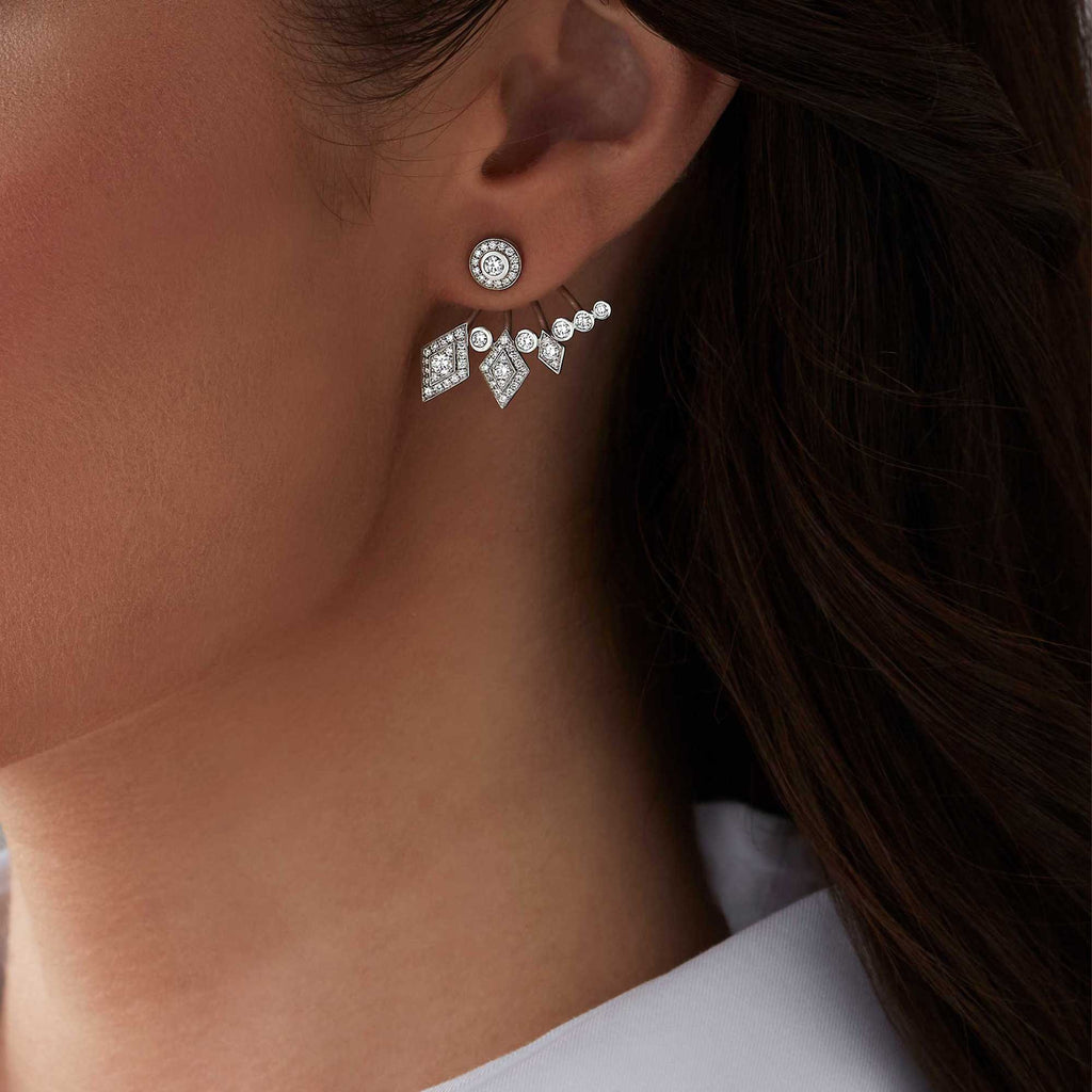 Garrard Albemarle jewellery Collection Diamond Ear Climbers in 18ct White Gold 2014398 On model 1