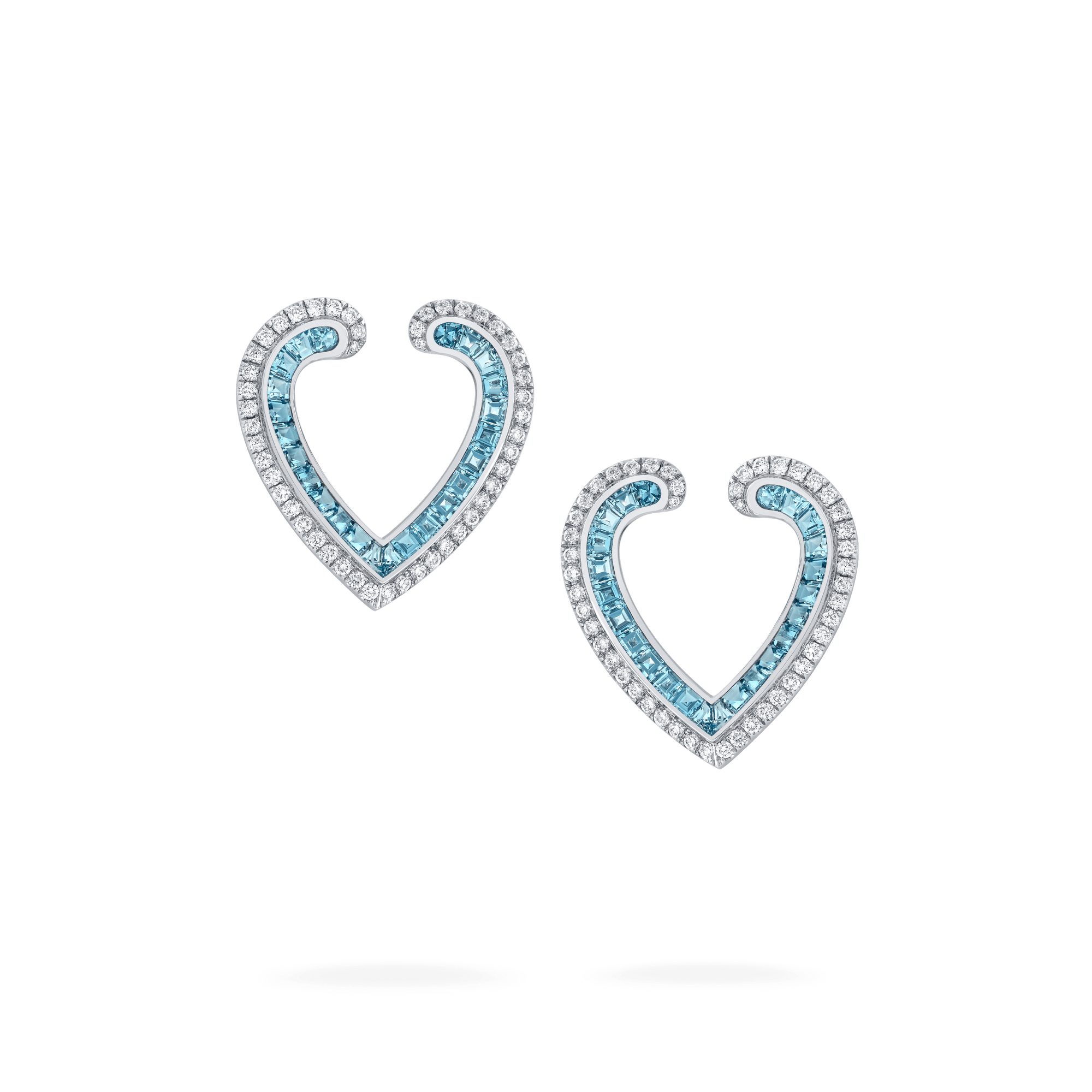 Garrard Aloria jewellery Collection calibre cut aquamarine earrings in 18ct white gold with Diamonds 2017068 Hero View
