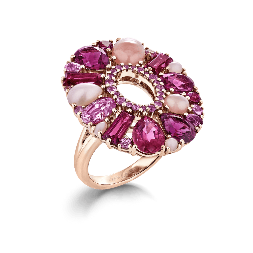 Garrard Blaze Collection 18ct rose gold cocktail ring with pink sapphires rubellites and pink opals 2017647