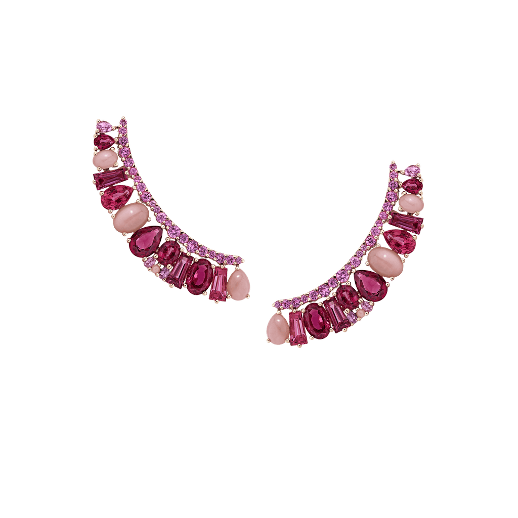 Garrard Blaze Collection 18ct rose gold ear climbers with pink sapphires rubellites and pink opals 2017663