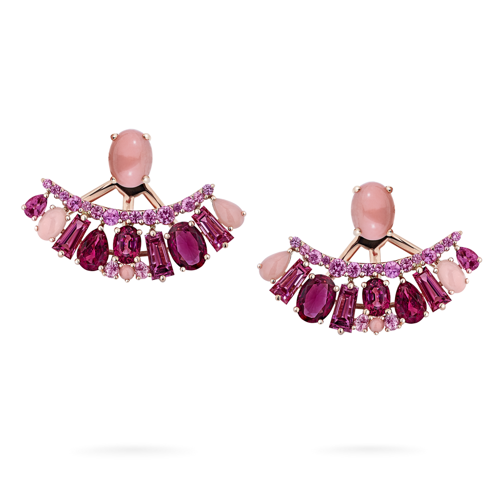 Garrard Blaze Collection 18ct rose gold ear jackets with pink sapphires rubellites and pink opals 2017659 1