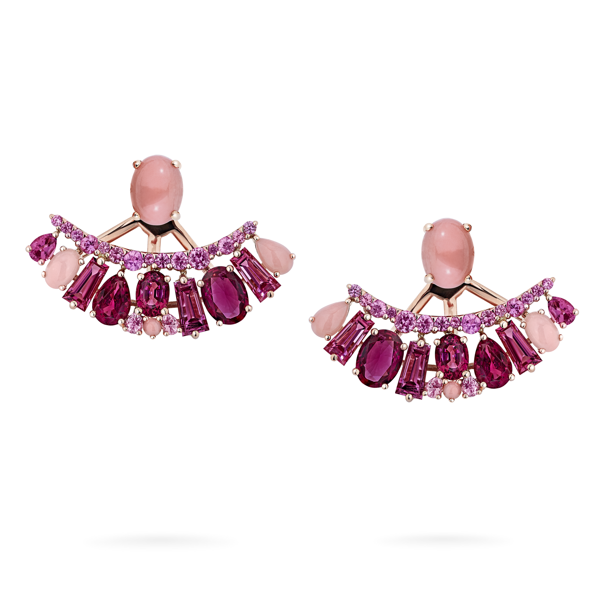 Garrard Blaze Collection 18ct rose gold ear jackets with pink sapphires rubellites and pink opals 2017659 1