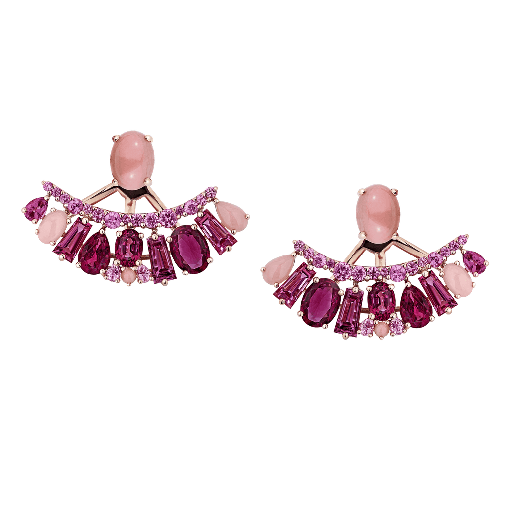 Garrard Blaze Collection 18ct rose gold ear jackets with pink sapphires rubellites and pink opals 2017659