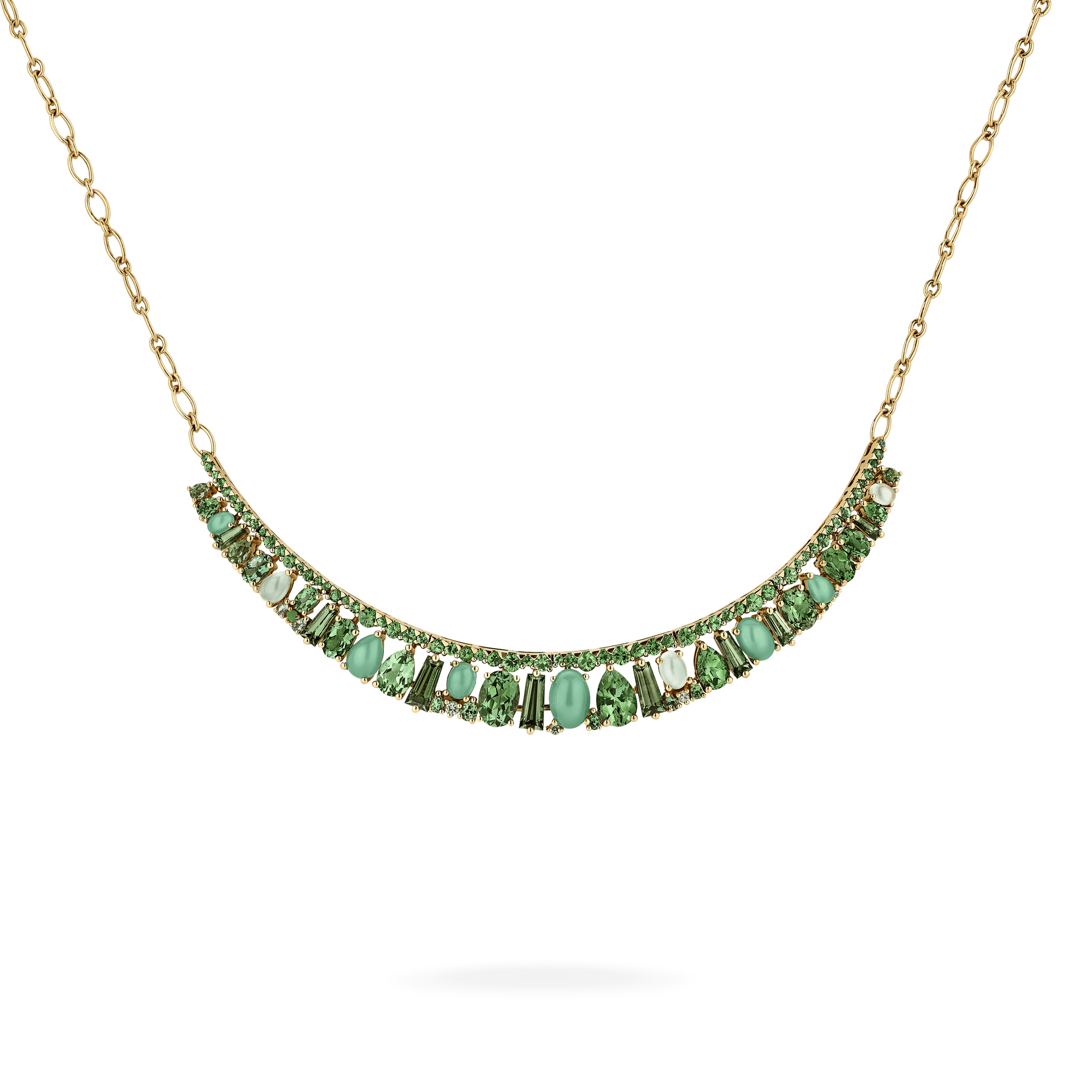 Garrard Blaze Collection 18ct yellow gold necklace with green sapphires green tourmalines tsavorites and chrysoprase 2017655