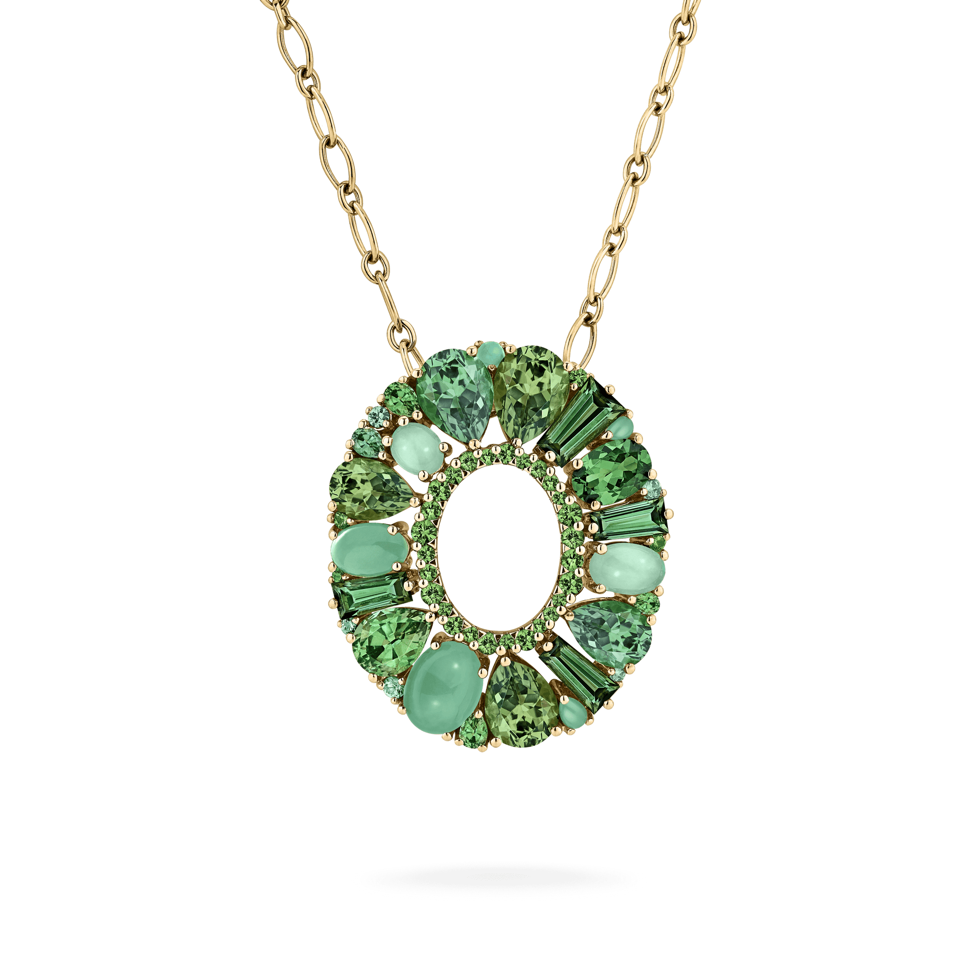 Garrard Blaze Collection 18ct yellow gold pendant with green sapphires green tourmalines tsavorites and chrysoprase 2017650