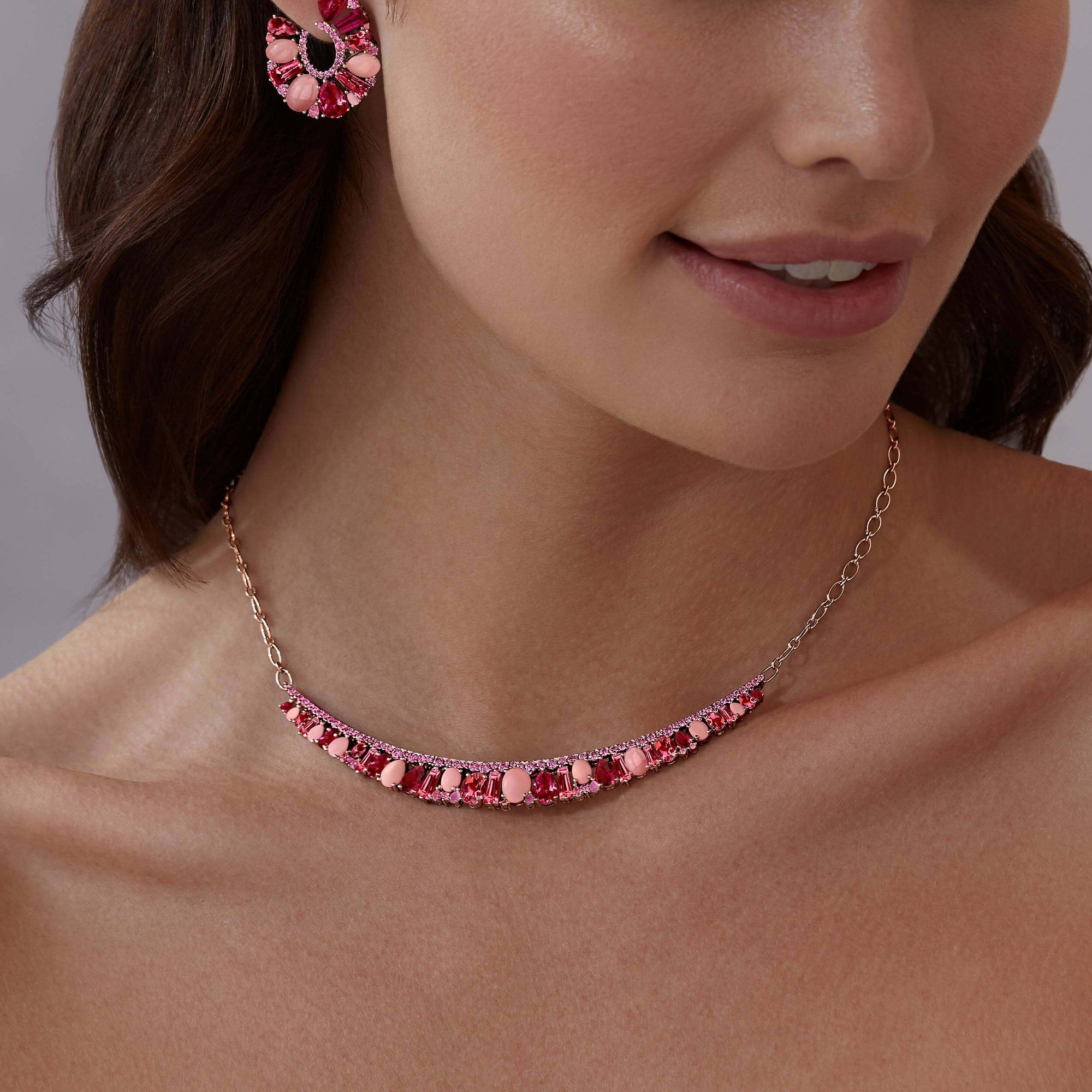 Garrard Blaze collection Pink Necklace and earrings