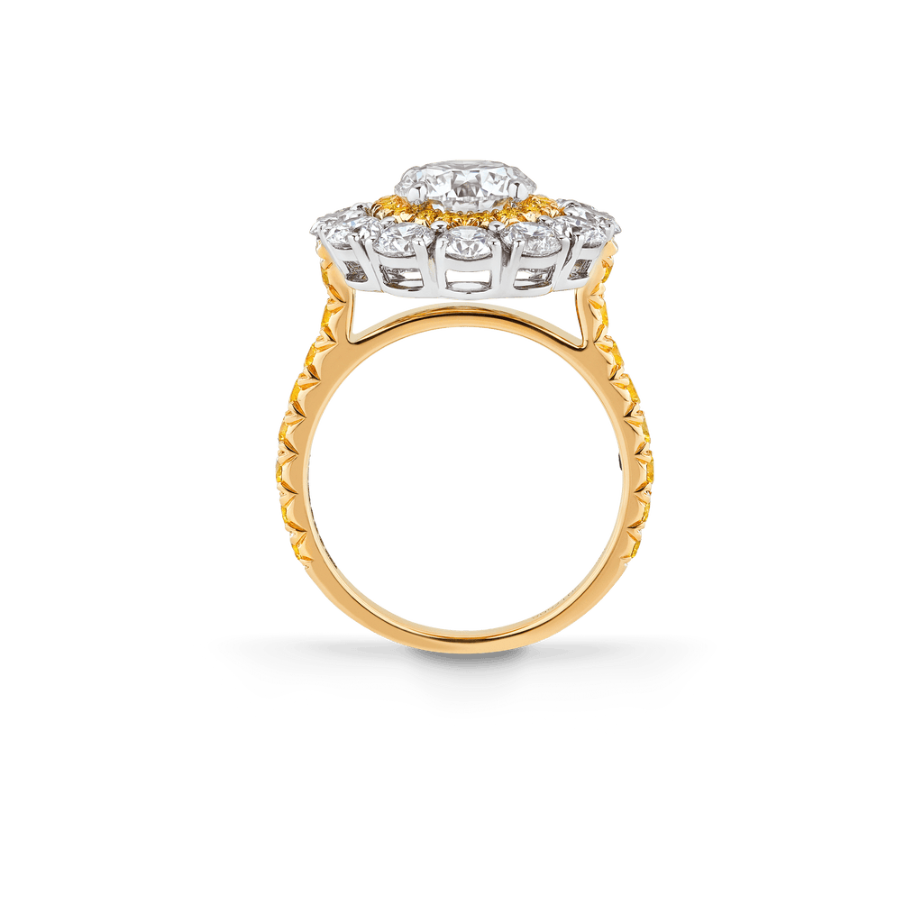 Garrard Bridal Harmony Round Diamond Double Cluster Engagement Ring In 18 ct Yellow Gold JRHAMG01 2017568 side