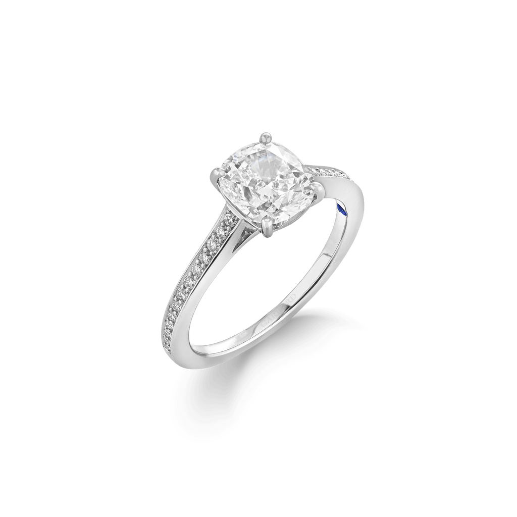 Garrard Bridal collection Cherish Cushion Cut Diamond Solitaire Engagement Ring In 18ct White Gold with Diamond 2017571 Hero