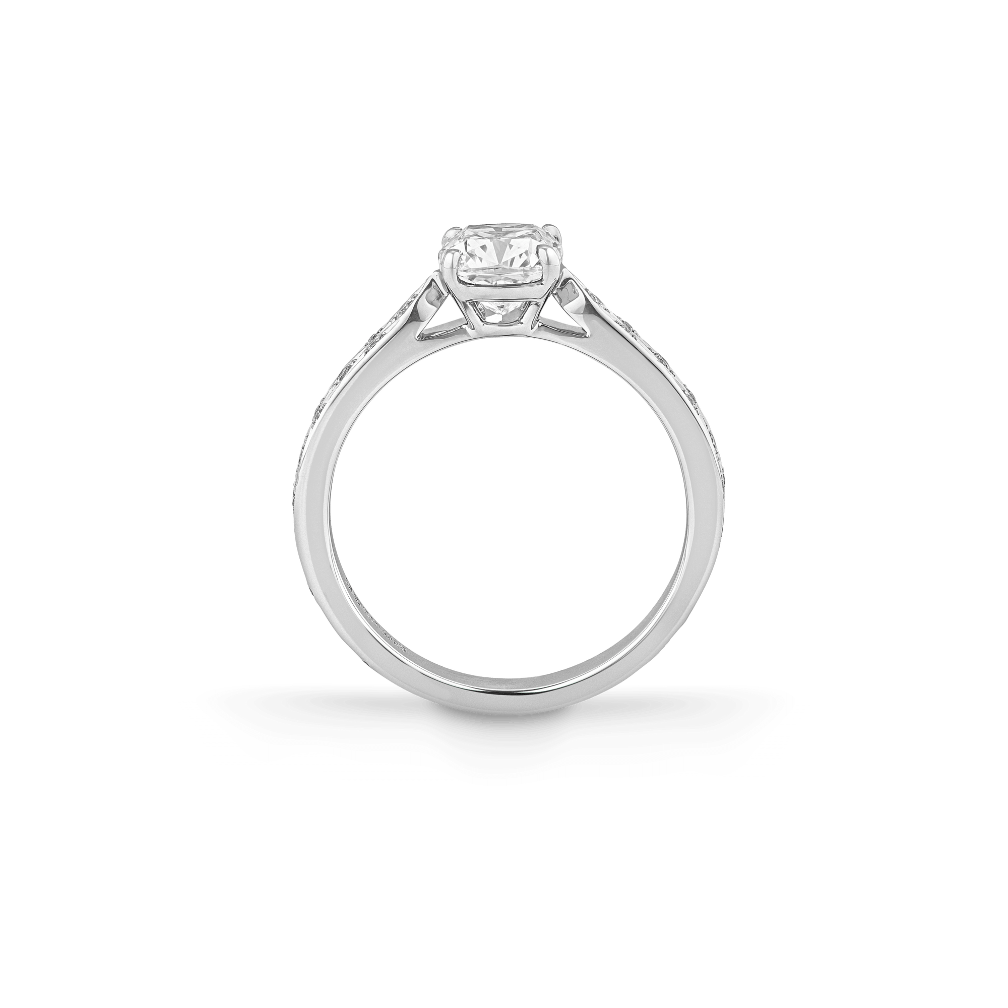 Garrard Bridal collection Cherish Cushion Cut Diamond Solitaire Engagement Ring In 18ct White Gold with Diamond 2017571 Side
