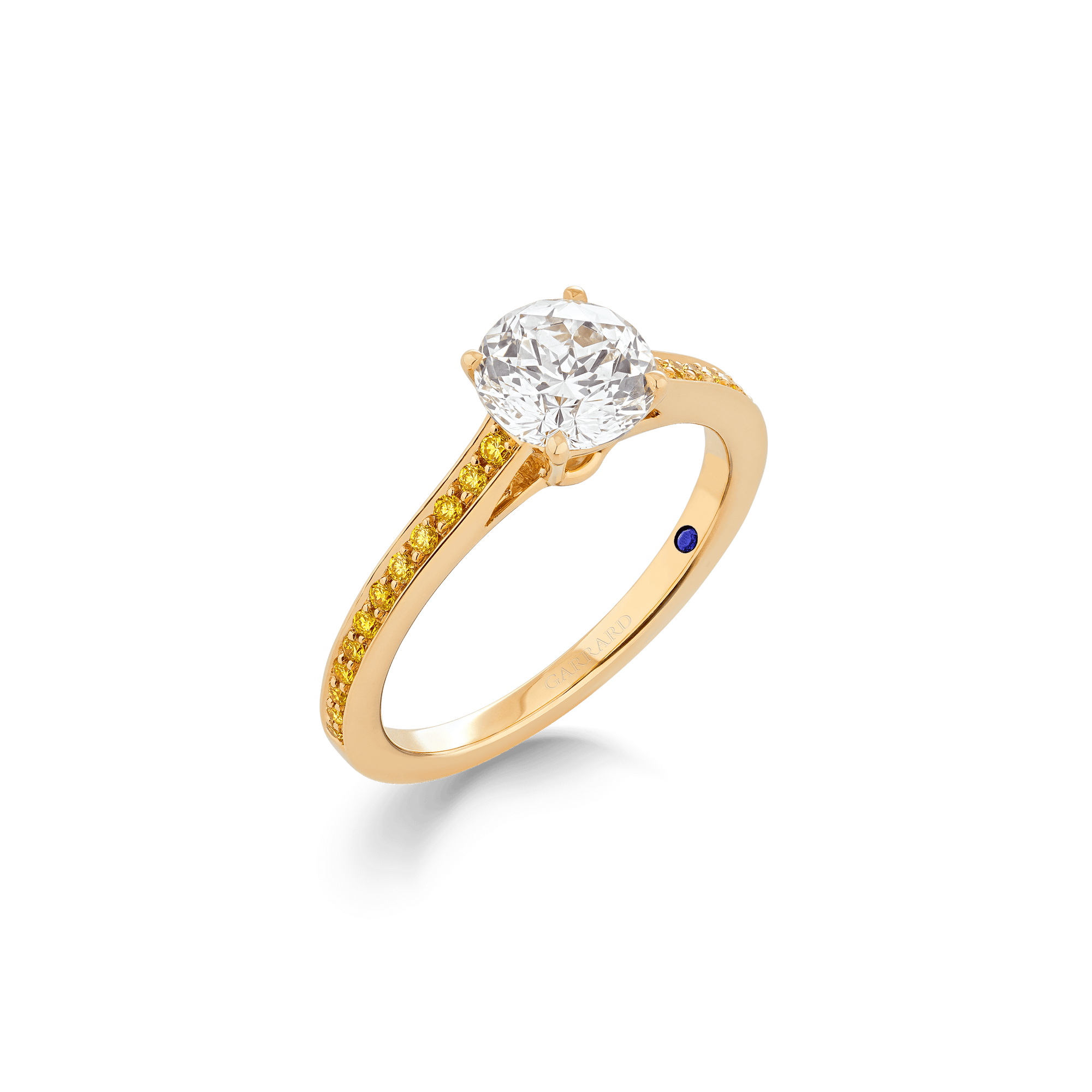 Garrard Bridal collection Cherish Round Diamond Solitaire Engagement Ring In 18 Carat Yellow Gold with Yellow Diamonds 2017573 He 1