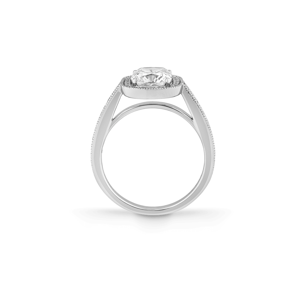 Garrard Bridal collection Evermore Cushion Cut Diamond Halo Engagement Ring In Platinum with Diamonds JREVPT01 2017569 Side
