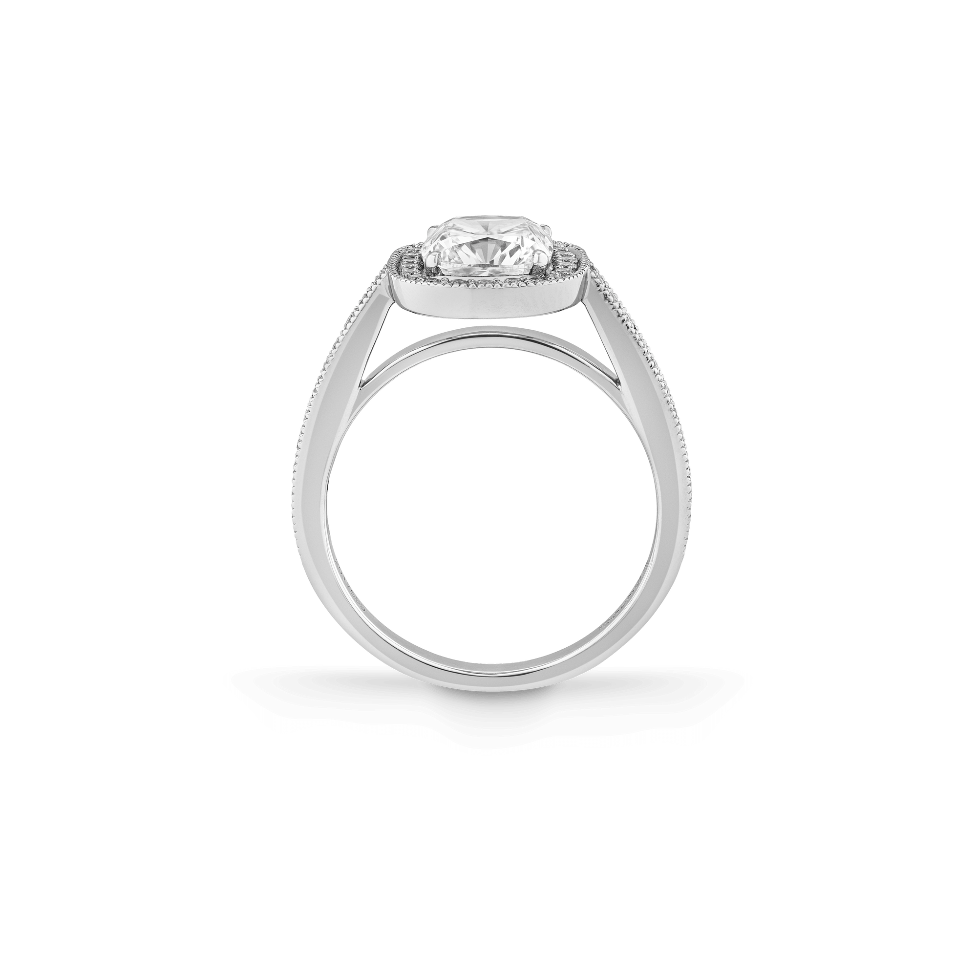 Garrard Bridal collection Evermore Cushion Cut Diamond Halo Engagement Ring In Platinum with Diamonds JREVPT01 2017569 Side