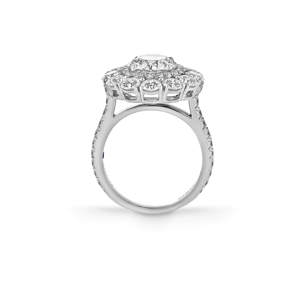 Garrard Bridal collection Harmony Round Brilliant Diamond Double Cluster Engagement Ring In Platinum JRHAPT01 2015895 side