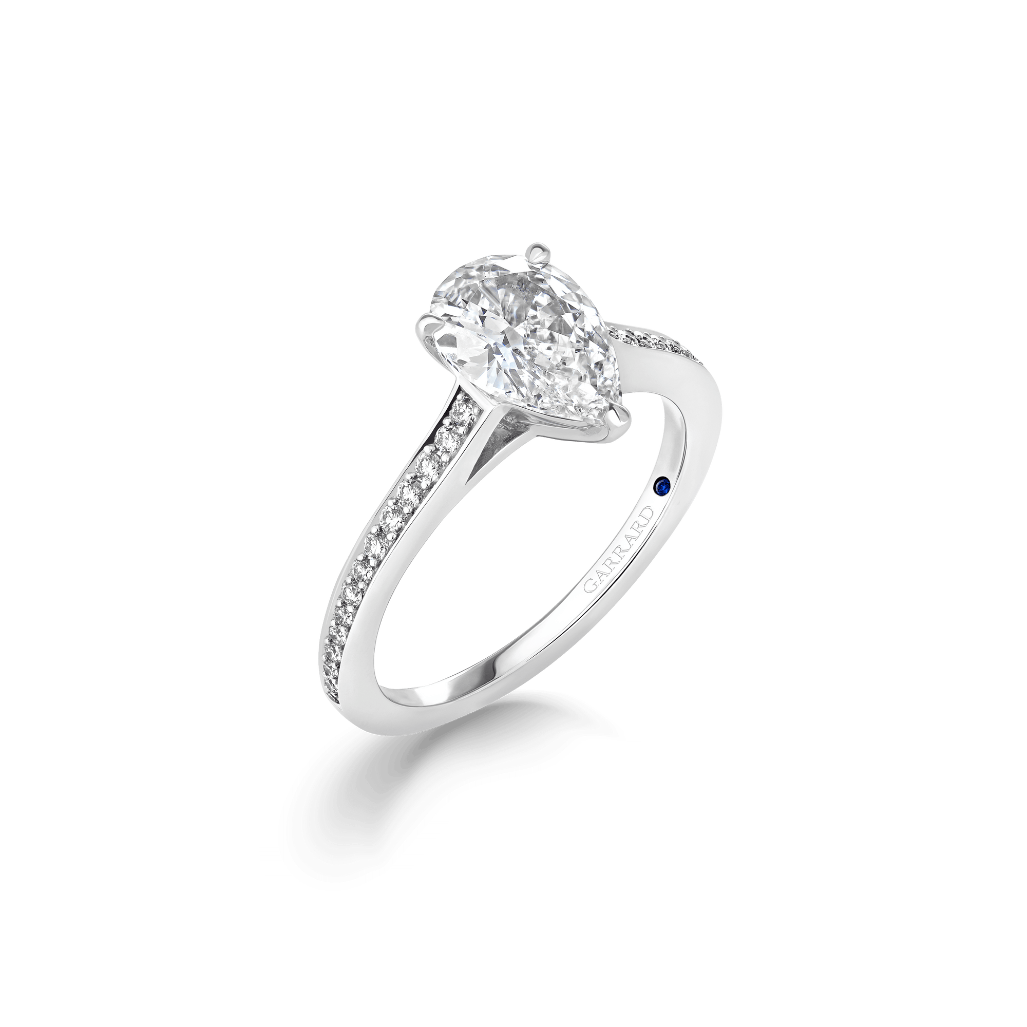 Garrard Cherish 1.31ct Pear Shape Diamond Solitaire Engagement Ring In 18ct White Gold with Diamonds 2017171