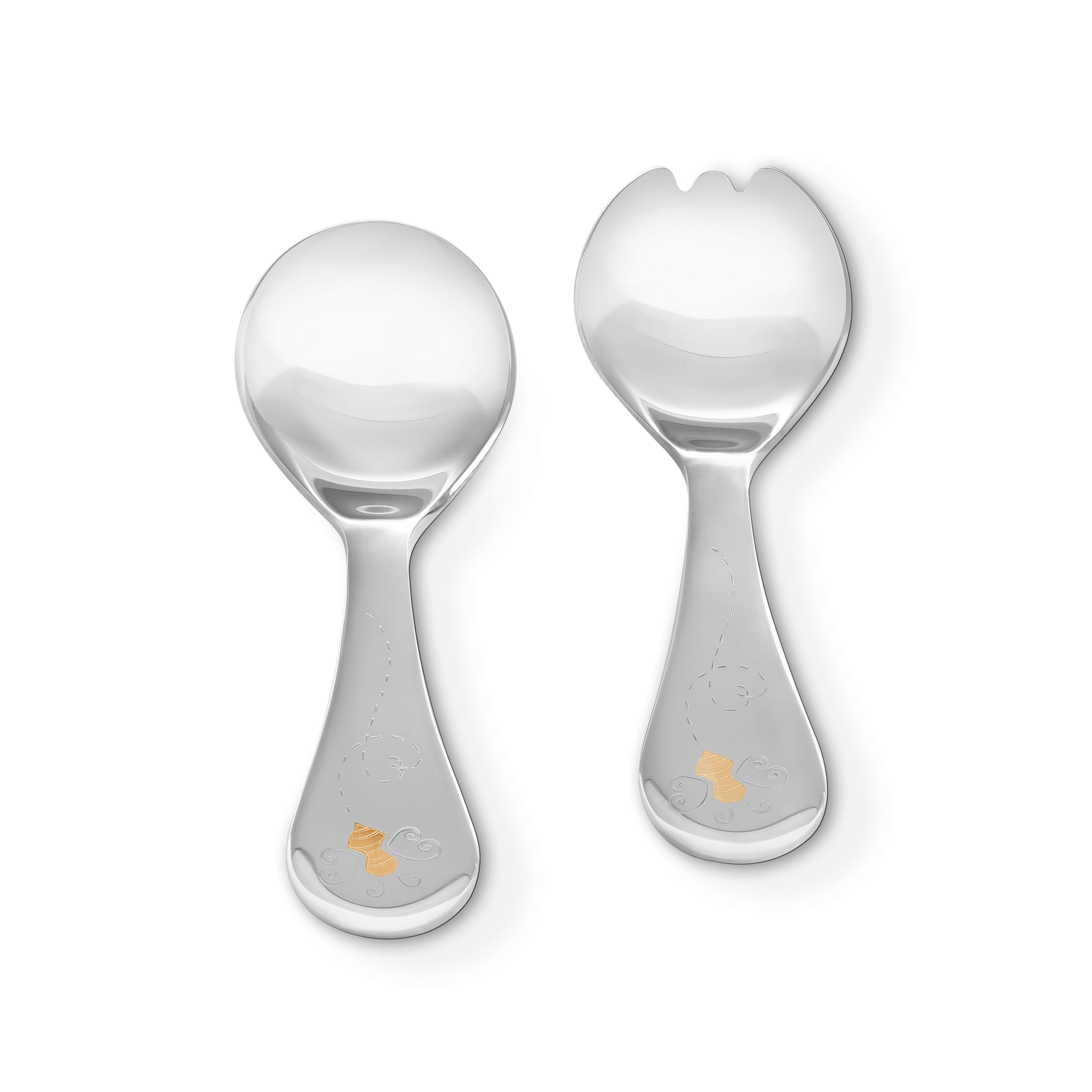 Garrard Christening New Baby Gift Baby Bee collection Sterling Silver Spoon and Fork Set 2017567 Hero