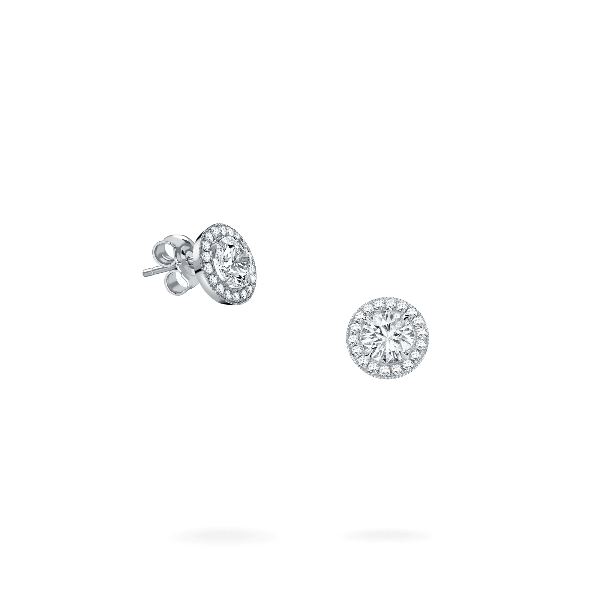 Garrard Classic jewellery collection Round Brilliant Diamond Halo Stud Earrings In Platinum 2014491