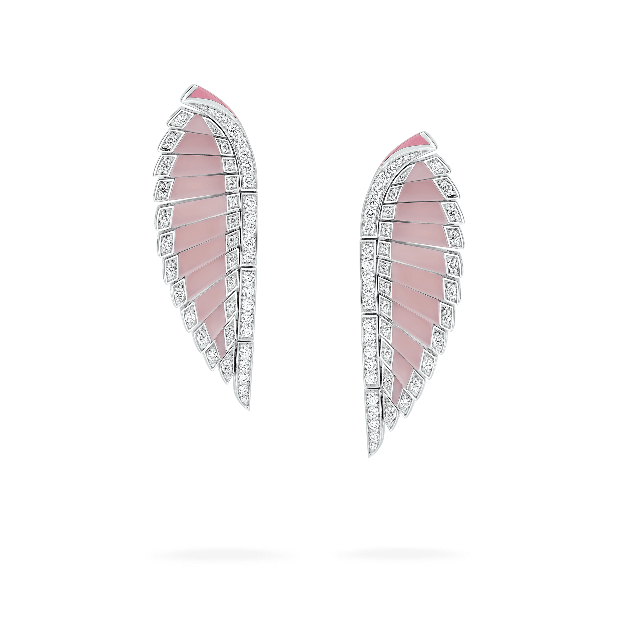 Garrard Couture Galah Earrings In 18ct White Gold with Pink Opal, Diamonds and and pink enamel, 2018701, Hero