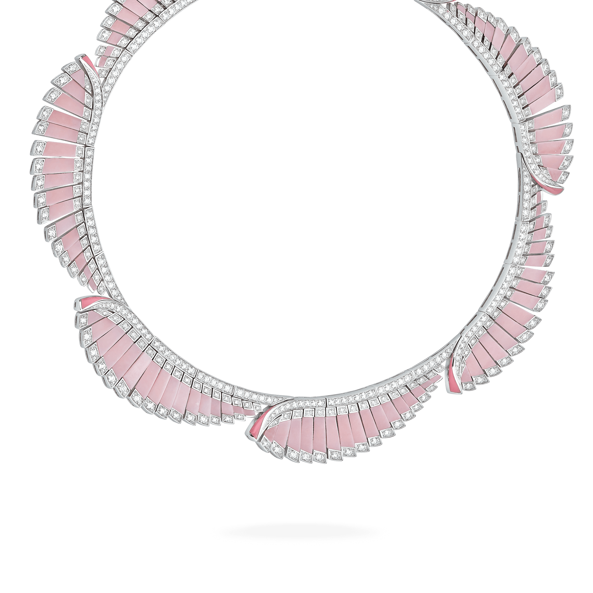Garrard Couture Galah Necklace In 18ct White Gold with Pink Opal, Diamonds and and pink enamel, 2018700, Hero