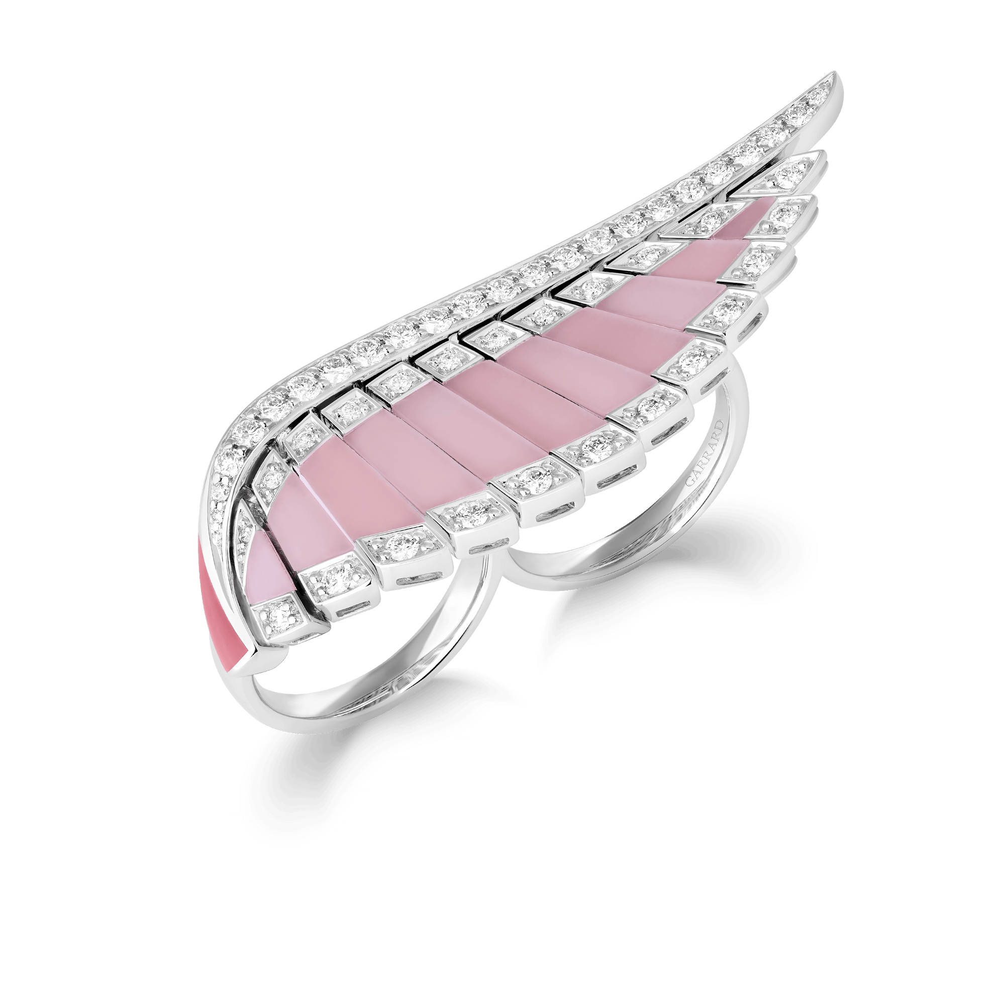 Garrard Couture Galah Ring In 18ct White Gold with Pink Opal, Diamonds and and pink enamel, 2018822, Hero