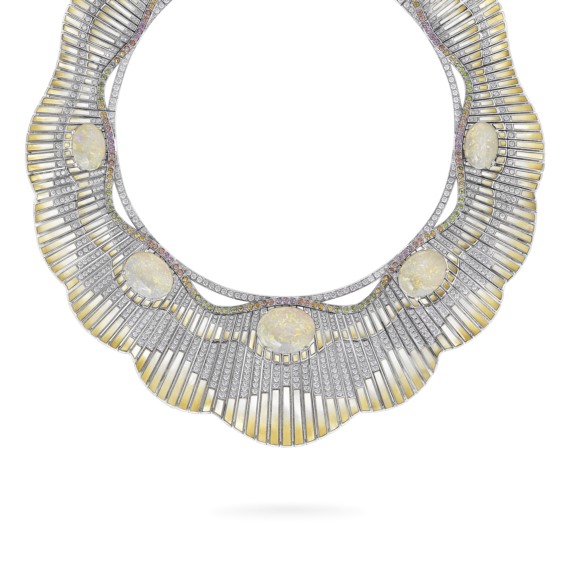 Garrard Couture Northern Lights Necklace In 18ct White Gold with Opals Sapphires Tsavorites Diamonds and Mother of Pearl 2018092