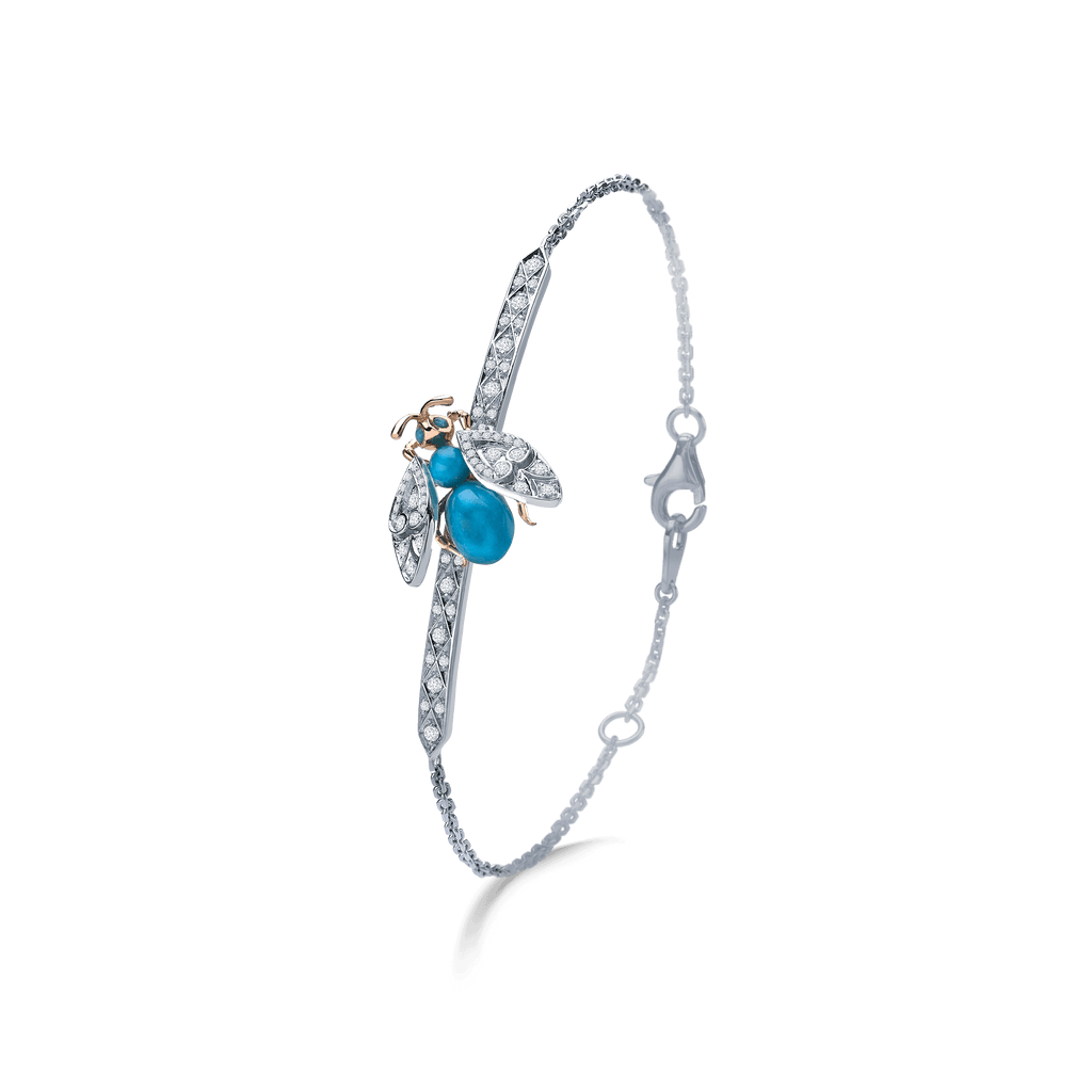 Garrard Enchanted Palace Jewellery Collection Bug Turquoise and Diamond Bracelet In 18ct White Gold 2014739