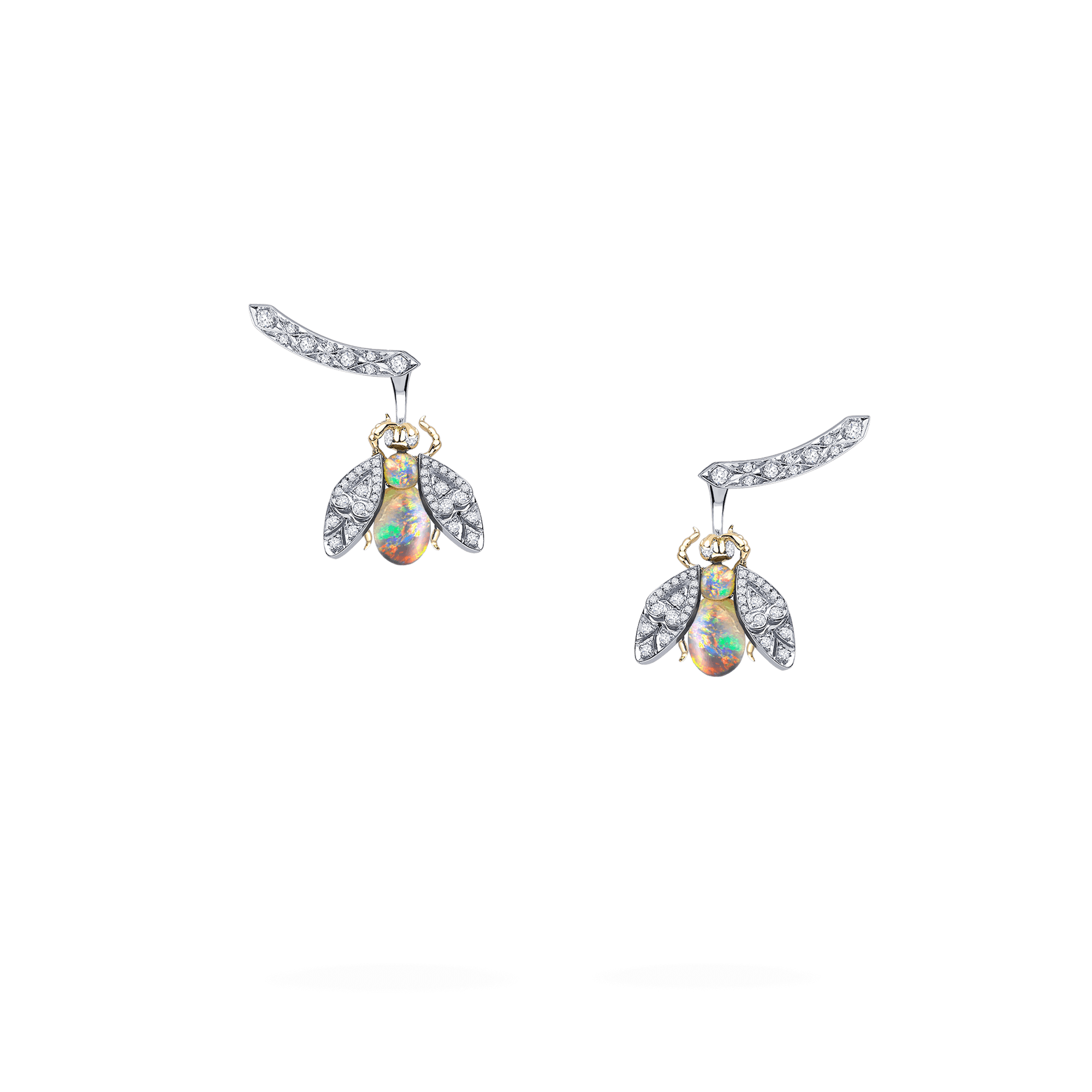 Garrard Enchanted Palace Jewellery Collection Opal and Diamond Bug Earrings In 18ct White Gold 2015140